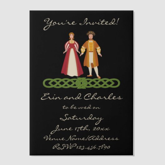Middeleeuwse Keltische bruiloft save date uitnodig Vellum Uitnodigingen (Voorkant)