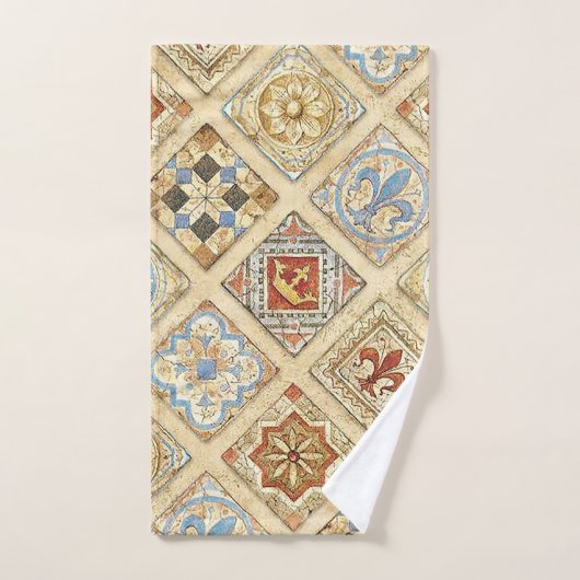 Middeleeuwse keramische Tegel kroontjes Fleur de L Bad Handdoek (Handdoek)