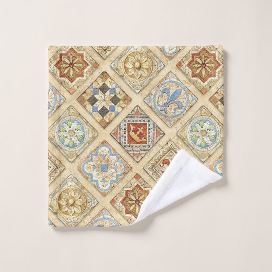 Middeleeuwse keramische Tegel kroontjes Fleur de L Bad Handdoek (Wasdoekje)
