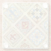 Middeleeuwse keramische Tegel kroontjes Fleur de L Glazen Onderzetter (Achterkant)