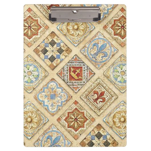 Middeleeuwse keramische Tegel kroontjes Fleur de L Klembord (Voorkant)