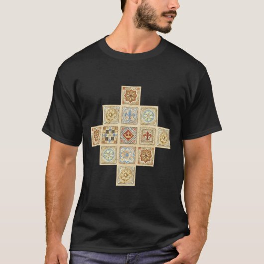 Middeleeuwse keramische Tegel kroontjes Fleur de L T-shirt (Voorkant)