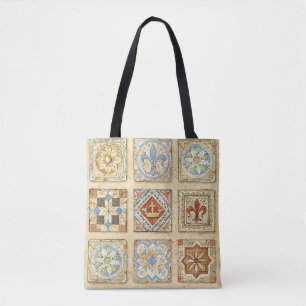 Middeleeuwse keramische Tegel kroontjes Fleur de L Tote Bag