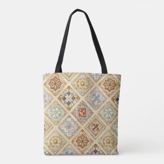 Middeleeuwse keramische Tegel kroontjes Fleur de L Tote Bag (Achterkant)