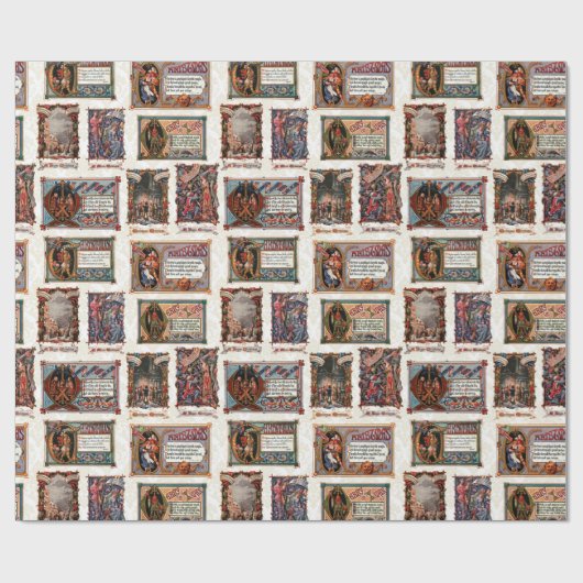  middeleeuwse kerstcollage cadeaupapier (Vlak)