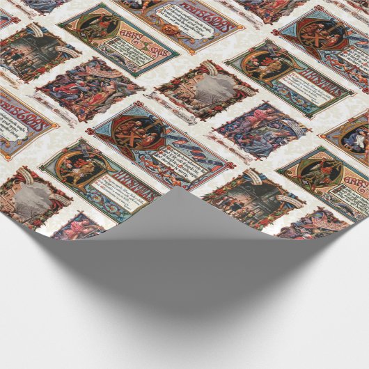 middeleeuwse kerstcollage cadeaupapier (Hoek)