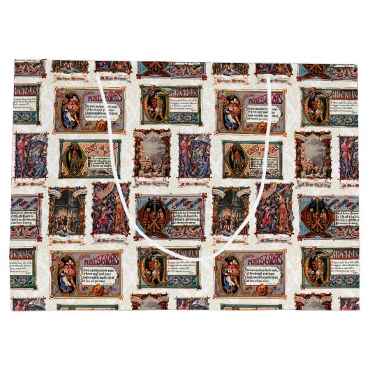  middeleeuwse kerstcollage groot cadeauzakje (Achterkant)