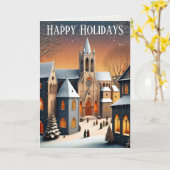 Middeleeuwse kerstdorp scene kaart (Gele Bloem)