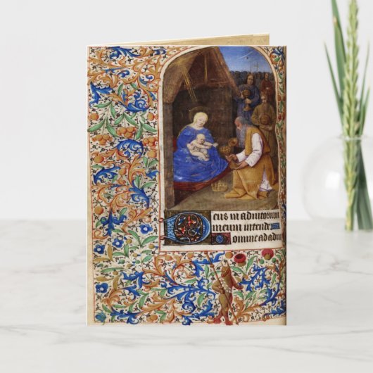 Middeleeuwse Kerstkaart 4 Feestdagen Kaart (Voorkant)