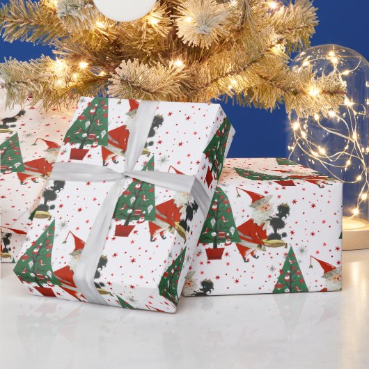 middeleeuwse kerstman met portaal cadeaupapier (Feestdagen)