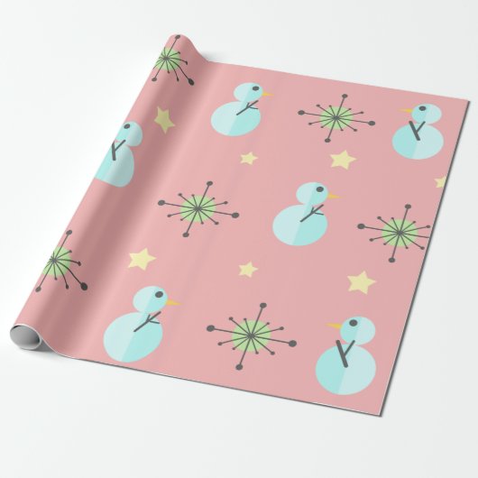 Middeleeuwse Kerstmis Snowmen Cadeaupapier (Uitgerold)