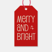 Middeleeuwse kerstretro Merry en Bright Red Cadeaulabel (Voorkant)