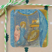  middeleeuwse kerststal vierkante sticker