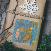 middeleeuwse kerststal vierkante sticker