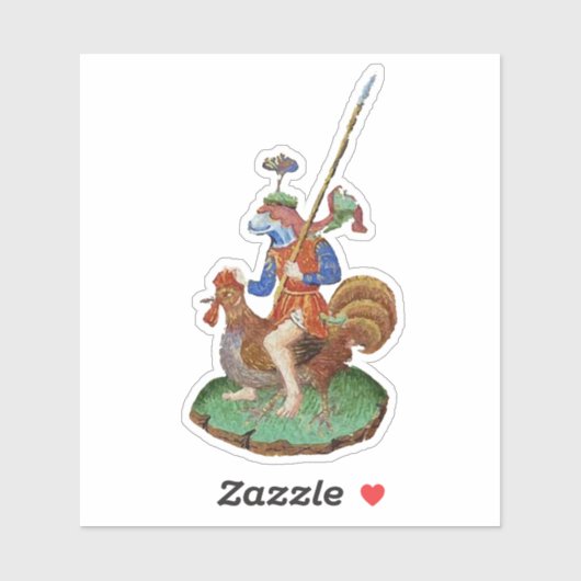 Middeleeuwse kip-ruiter Vinyl Sticker (Vel)