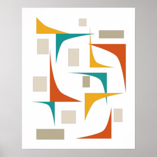 Middeleeuwse kleurrijke Abstracte geometrische hoe Poster