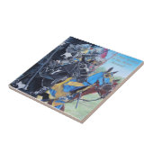 middeleeuwse Knachten die op paarden met historisc Tegeltje (Zijkant)