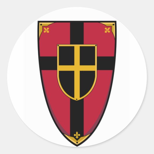 Middeleeuwse Knights Shield Sticker (Voorkant)