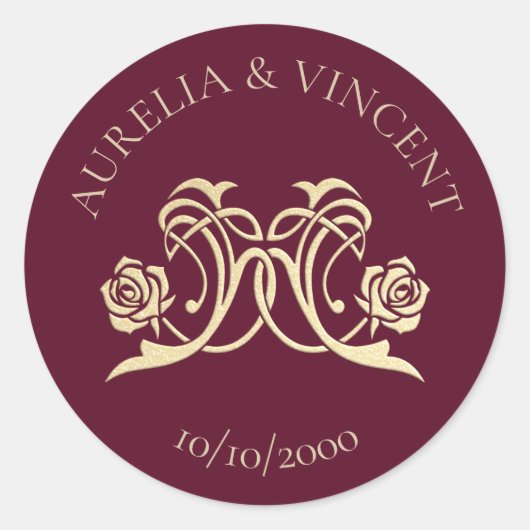 middeleeuwse koninklijke Rozen bruiloft Ronde Sticker (Voorkant)