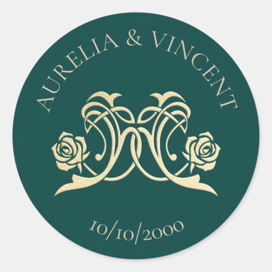 middeleeuwse koninklijke Rozen bruiloft Ronde Sticker (Voorkant)