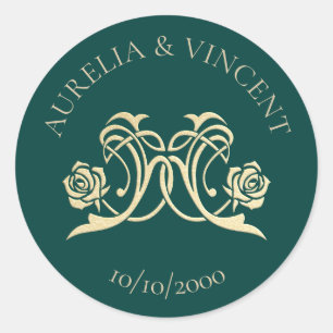 middeleeuwse koninklijke Rozen bruiloft Ronde Sticker