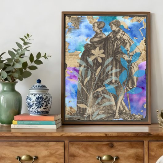 Middeleeuwse Koppel Decoupage Tissuepapier met Blo