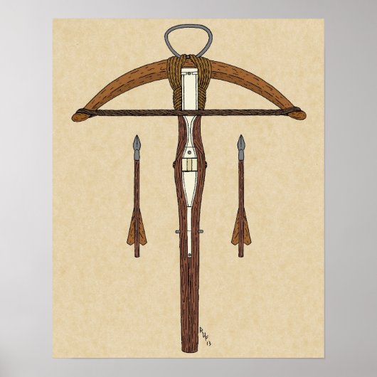 Middeleeuwse kruisboog met bouten poster (Voorkant)