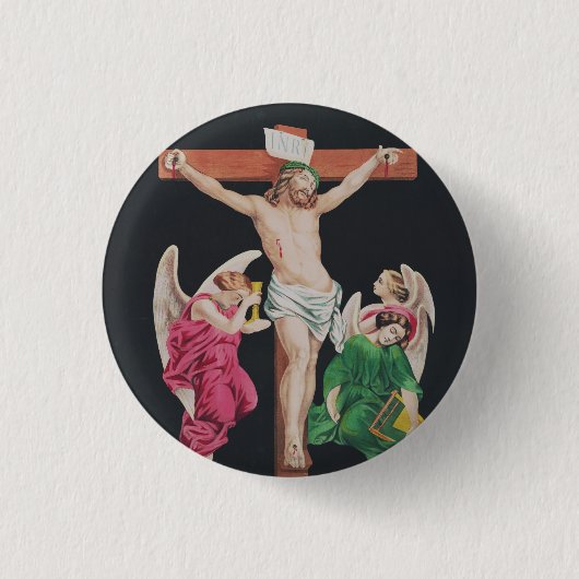 Middeleeuwse Kruisiging van Jezus Christus Ronde Button 3,2 Cm (Voorkant)