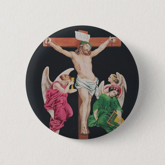 Middeleeuwse Kruisiging van Jezus Christus Ronde Button 5,7 Cm (Voorkant)