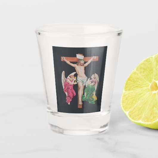 Middeleeuwse kruisiging van Jezus Christus Shot Glas (Voorkant)