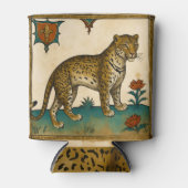 Middeleeuwse kunst van luipaard met rode bloemen blikjeskoeler (Voorkant)