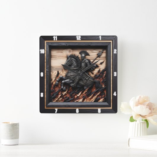 Middeleeuwse lading: Wood Art Custom Time Vierkante Klok (Huis)