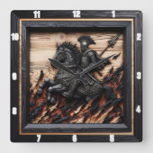 Middeleeuwse lading: Wood Art Custom Time Vierkante Klok (Voorkant)