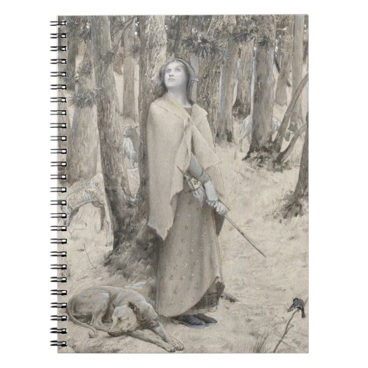 Middeleeuwse Lady Warrior Forest monochrome kunst Notitieboek (Voorkant)