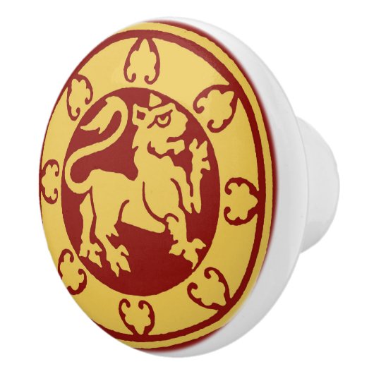 middeleeuwse leeuw keramische knop (Rechts)