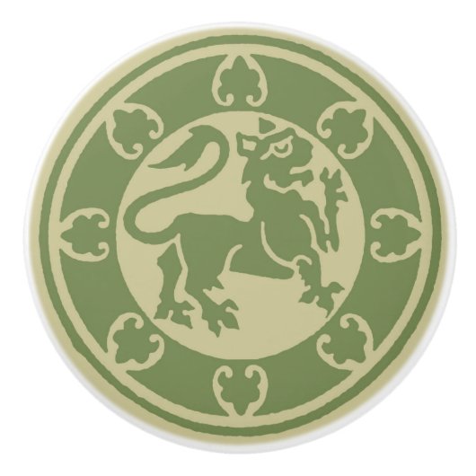 middeleeuwse leeuw keramische knop (Voorkant)