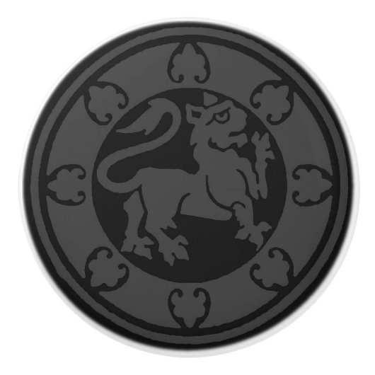 middeleeuwse leeuw keramische knop (Voorkant)