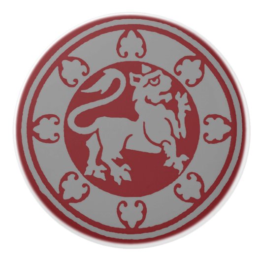 middeleeuwse leeuw keramische knop (Voorkant)