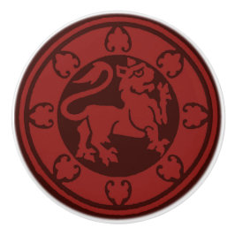 middeleeuwse leeuw keramische knop