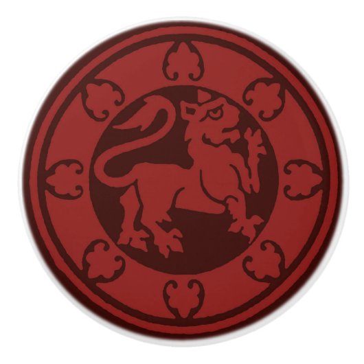 middeleeuwse leeuw keramische knop (Voorkant)