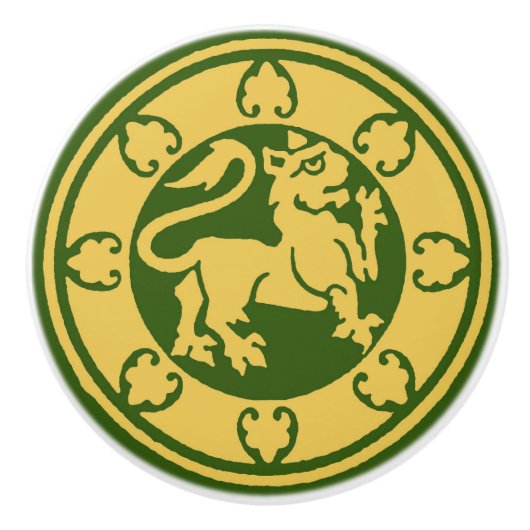 middeleeuwse leeuw keramische knop (Voorkant)