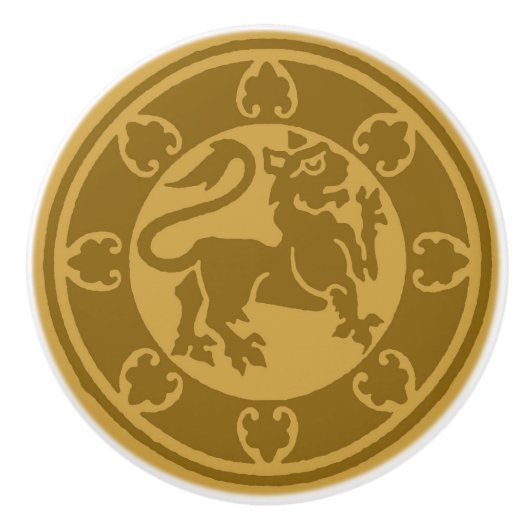 middeleeuwse leeuw keramische knop (Voorkant)