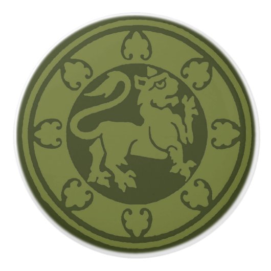 middeleeuwse leeuw keramische knop (Voorkant)