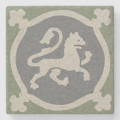 Middeleeuwse Leeuw Tegel Stenen Onderzetter (Voorkant)