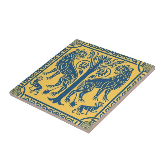 Middeleeuwse leeuwen en keramische Tegel Tegeltje (Zijkant)