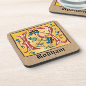 Middeleeuwse lichte letter R-monogram Bier Onderzetter (Linkerzijde)