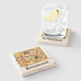 Middeleeuwse lichte letter R-monogram Stenen Onderzetter