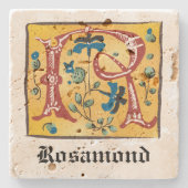 Middeleeuwse lichte letter R-monogram Stenen Onderzetter (Voorkant)