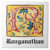 Middeleeuwse lichte letter R-monogram Tegeltje (Voorkant)