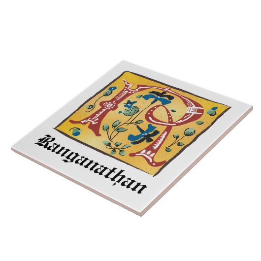 Middeleeuwse lichte letter R-monogram Tegeltje (Zijkant)